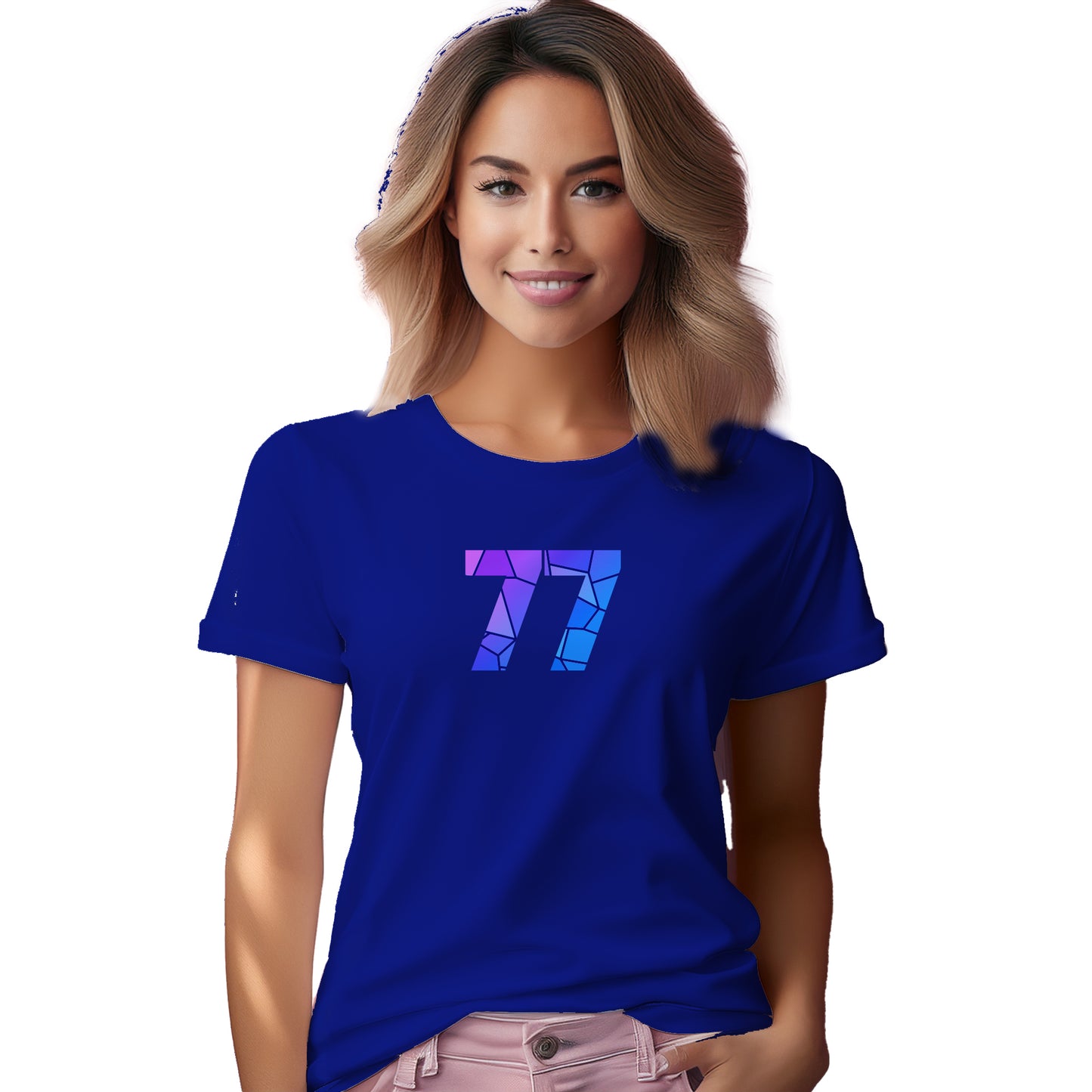 77 Number Women T-Shirt (Royal Blue)