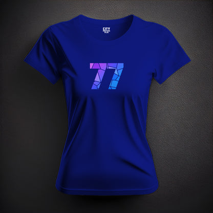77 Number Women T-Shirt (Royal Blue) | Stylish Numeric Graphic Tee