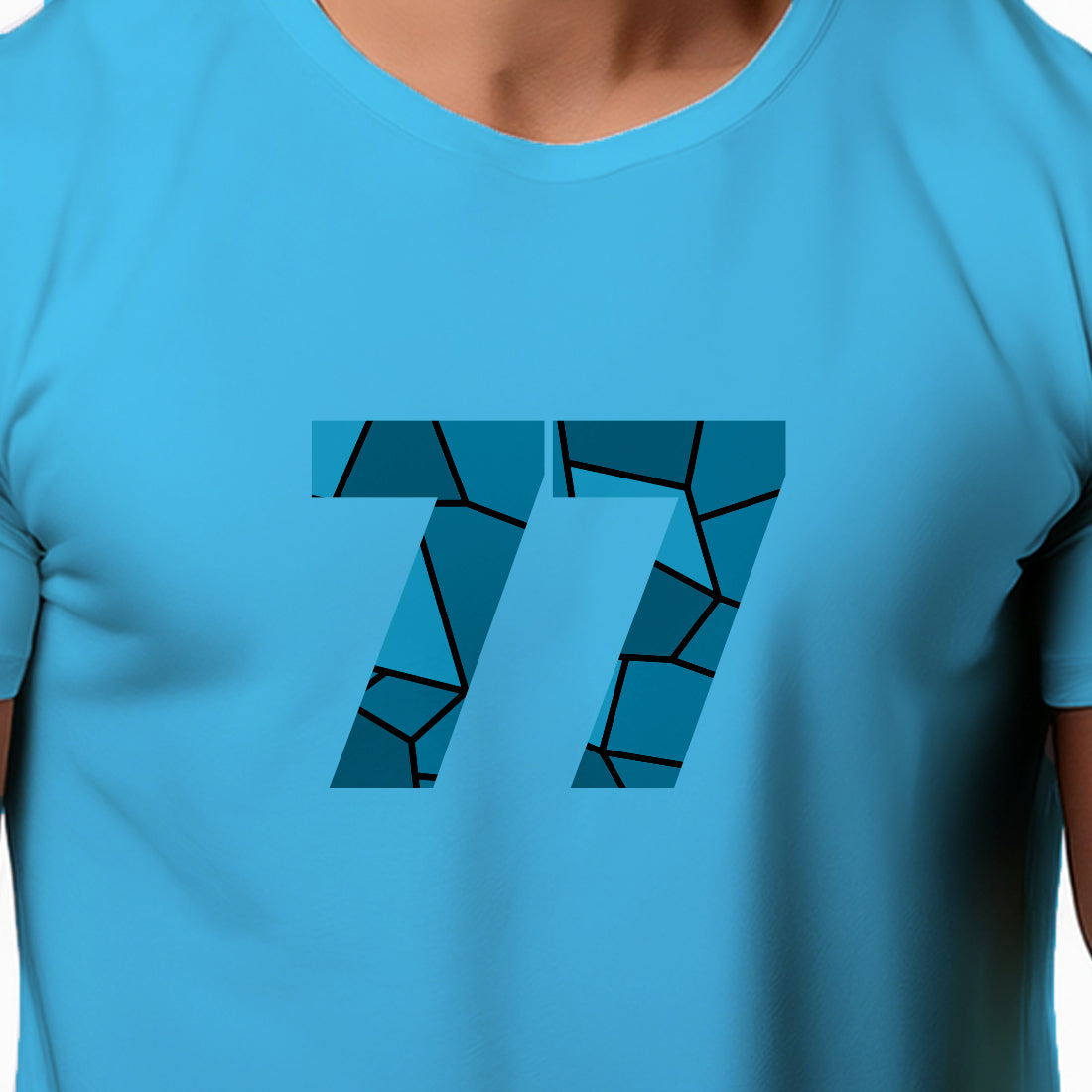 77 Number Men Unisex T-Shirt | Custom Number Graphic Tee (Sky Blue)