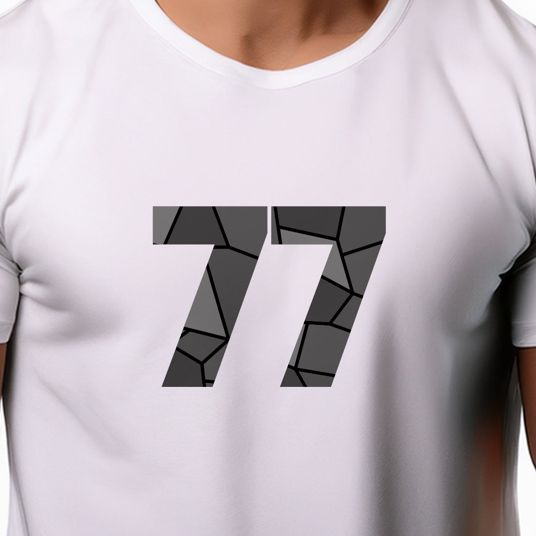 77 Number Men Unisex T-Shirt | Custom Number Graphic Tee (White)
