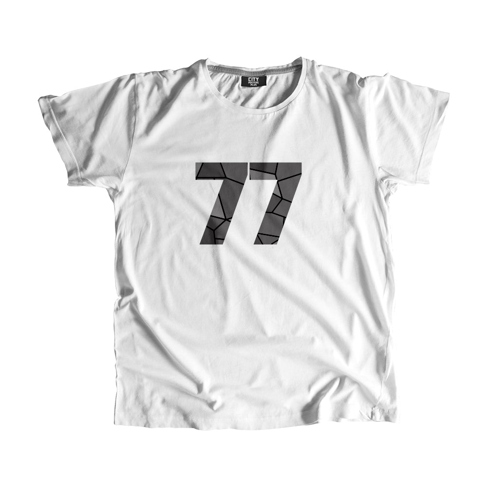 77 Number Men Unisex T-Shirt | Custom Number Graphic Tee (White)