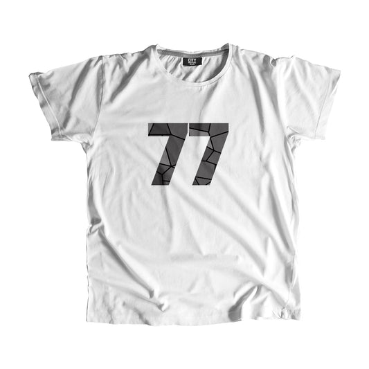 77 Number Men Unisex T-Shirt | Custom Number Graphic Tee (White)