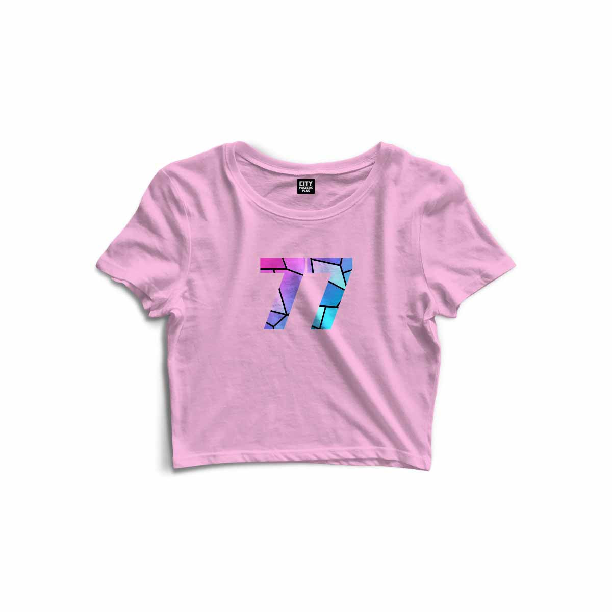 77 Number Women Crop Top (Light Pink)