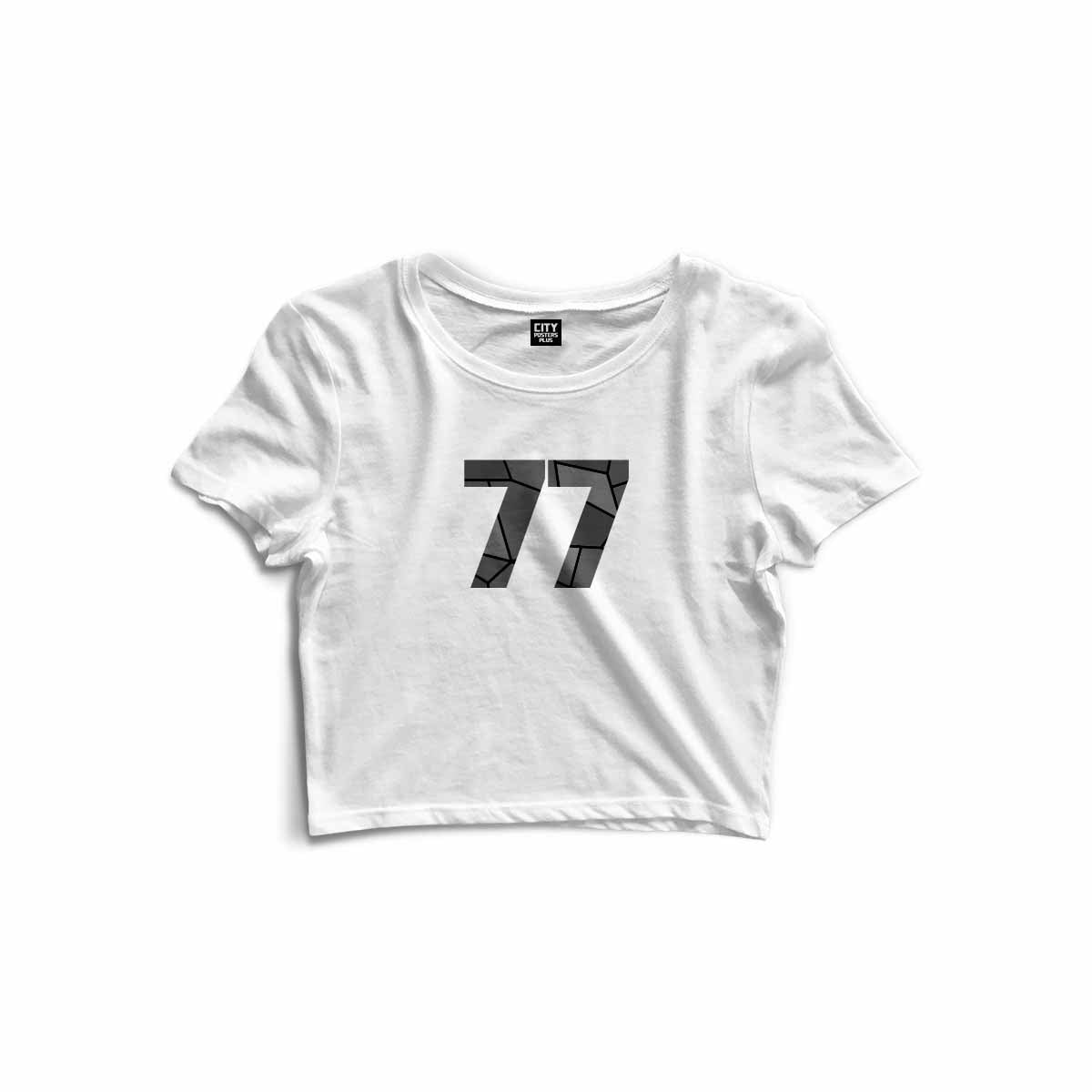 77 Number Women Crop Top (White)