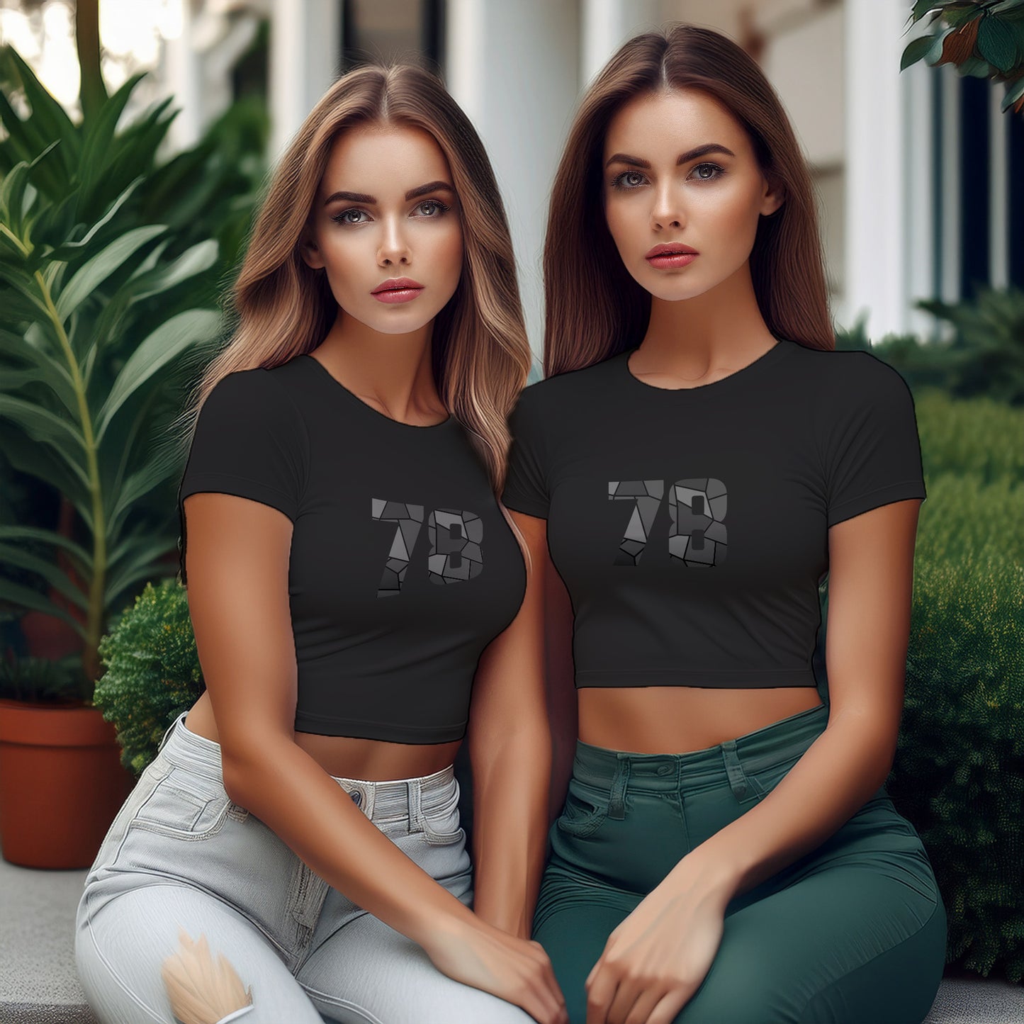 78 Number Women Crop Top (Black)