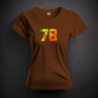 78 Number Women T-Shirt (Brown) | Stylish Numeric Graphic Tee
