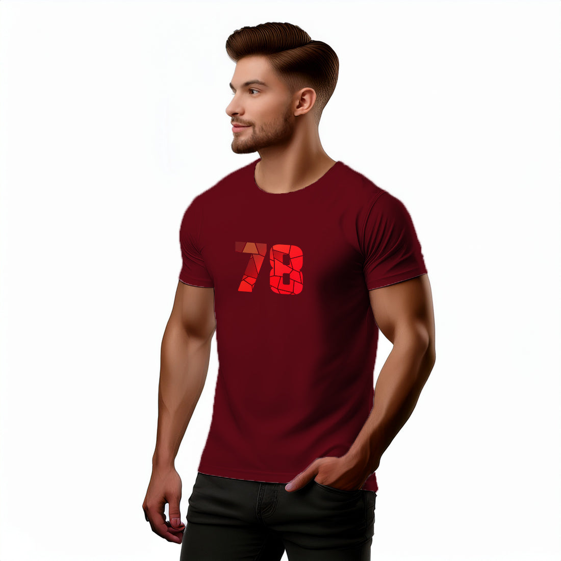 78 Number Men Unisex T-Shirt | Custom Number Graphic Tee (Maroon)