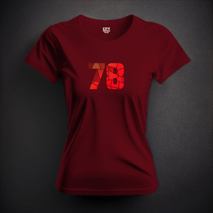 78 Number Women T-Shirt (Maroon) | Stylish Numeric Graphic Tee
