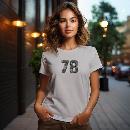 78 Number Women T-Shirt (Melange Grey) | Stylish Numeric Graphic Tee