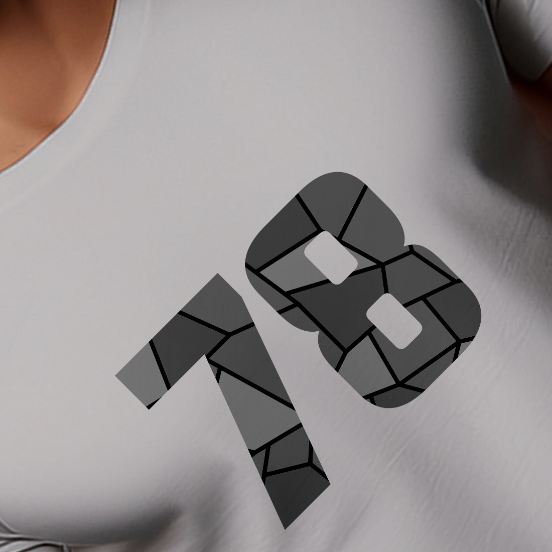 78 Number Men Unisex T-Shirt | Custom Number Graphic Tee (Melange Grey)
