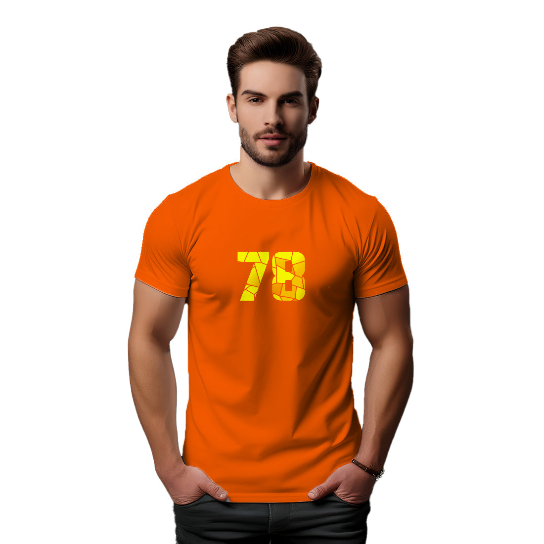 78 Number Men Unisex T-Shirt (Orange)
