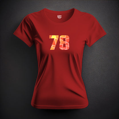 78 Number Women T-Shirt (Red) | Stylish Numeric Graphic Tee