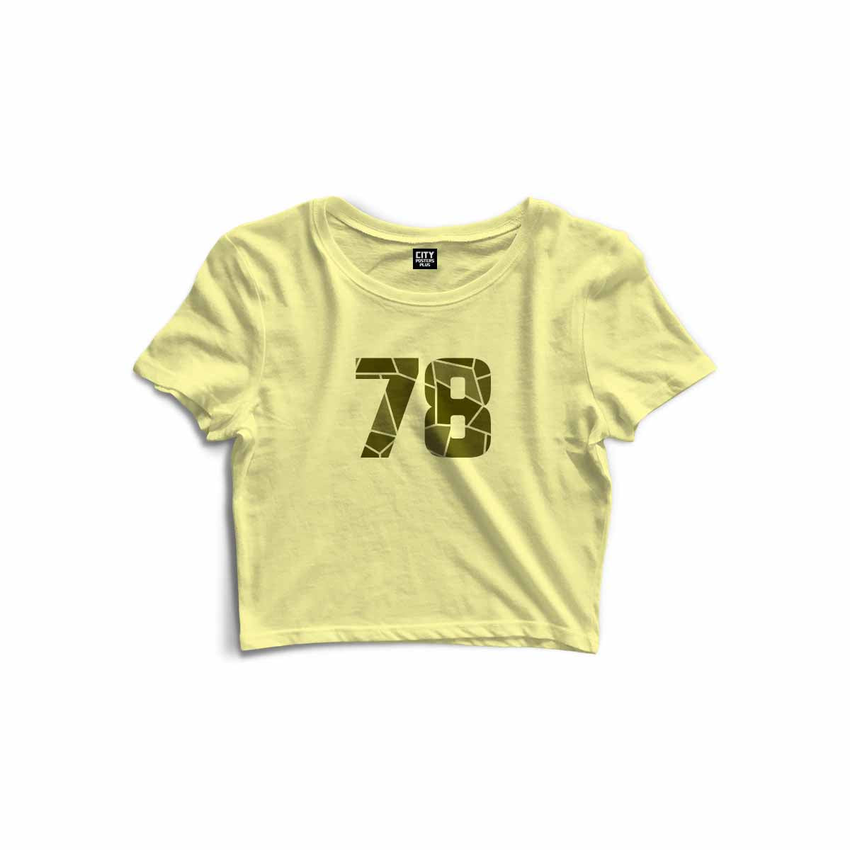 78 Number Women Crop Top (Butter Yellow)