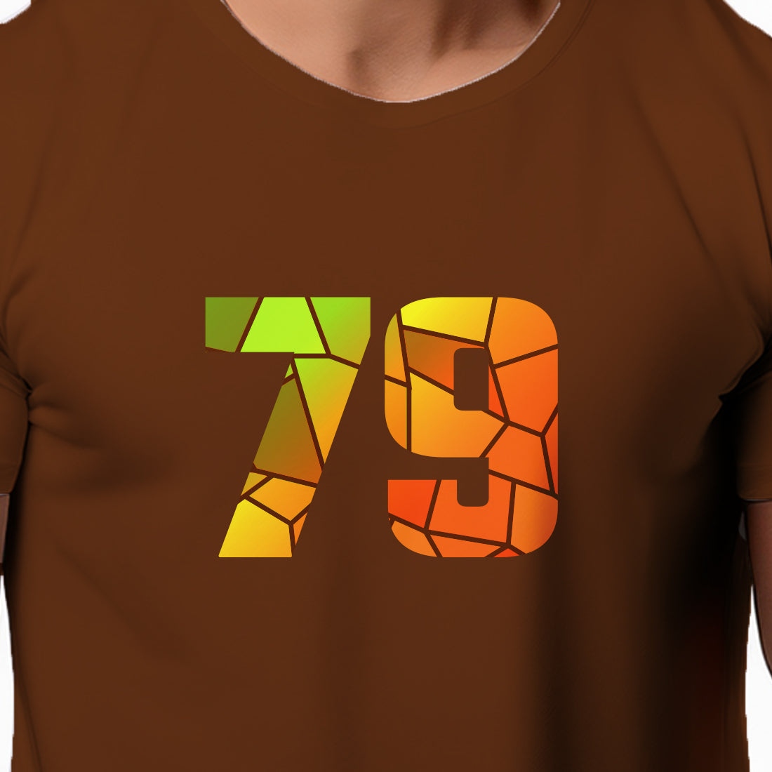 79 Number Men Unisex T-Shirt | Custom Number Graphic Tee (Brown)