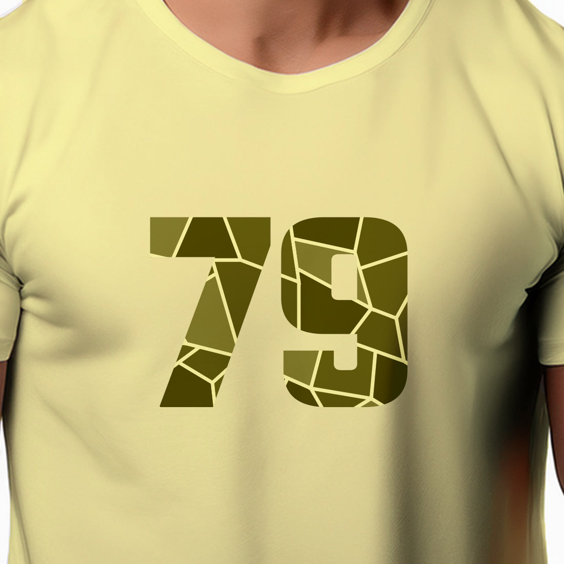 79 Number Men Unisex T-Shirt | Custom Number Graphic Tee (Butter Yellow)