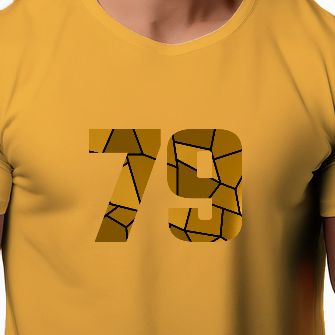 79 Number Men Unisex T-Shirt | Custom Number Graphic Tee (Golden Yellow)
