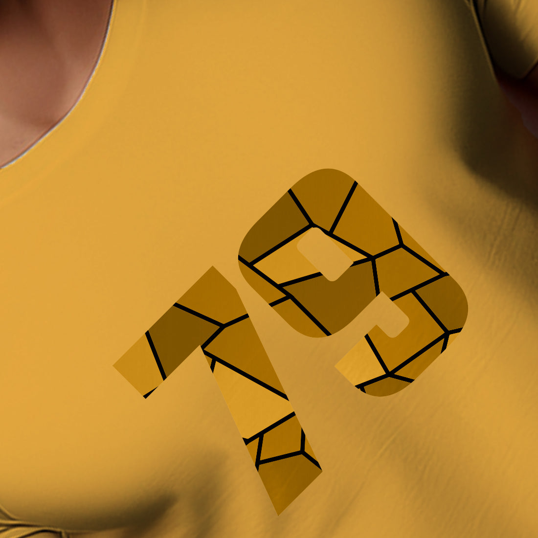 79 Number Men Unisex T-Shirt | Custom Number Graphic Tee (Golden Yellow)