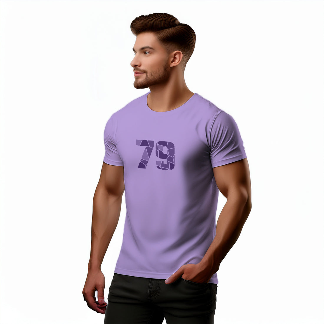 79 Number Men Unisex T-Shirt | Custom Number Graphic Tee (Iris Lavender)