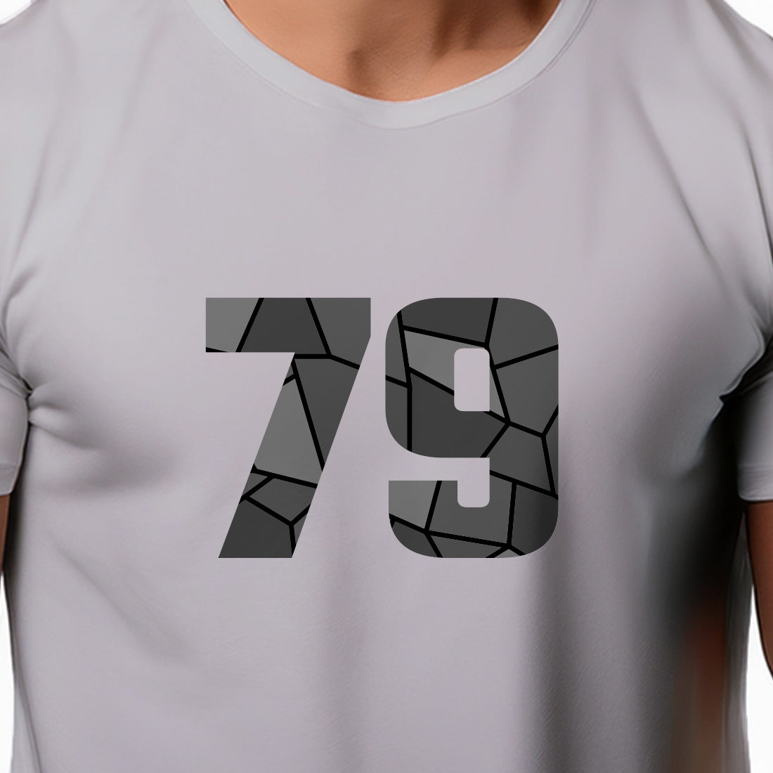 79 Number Men Unisex T-Shirt | Custom Number Graphic Tee (Melange Grey)