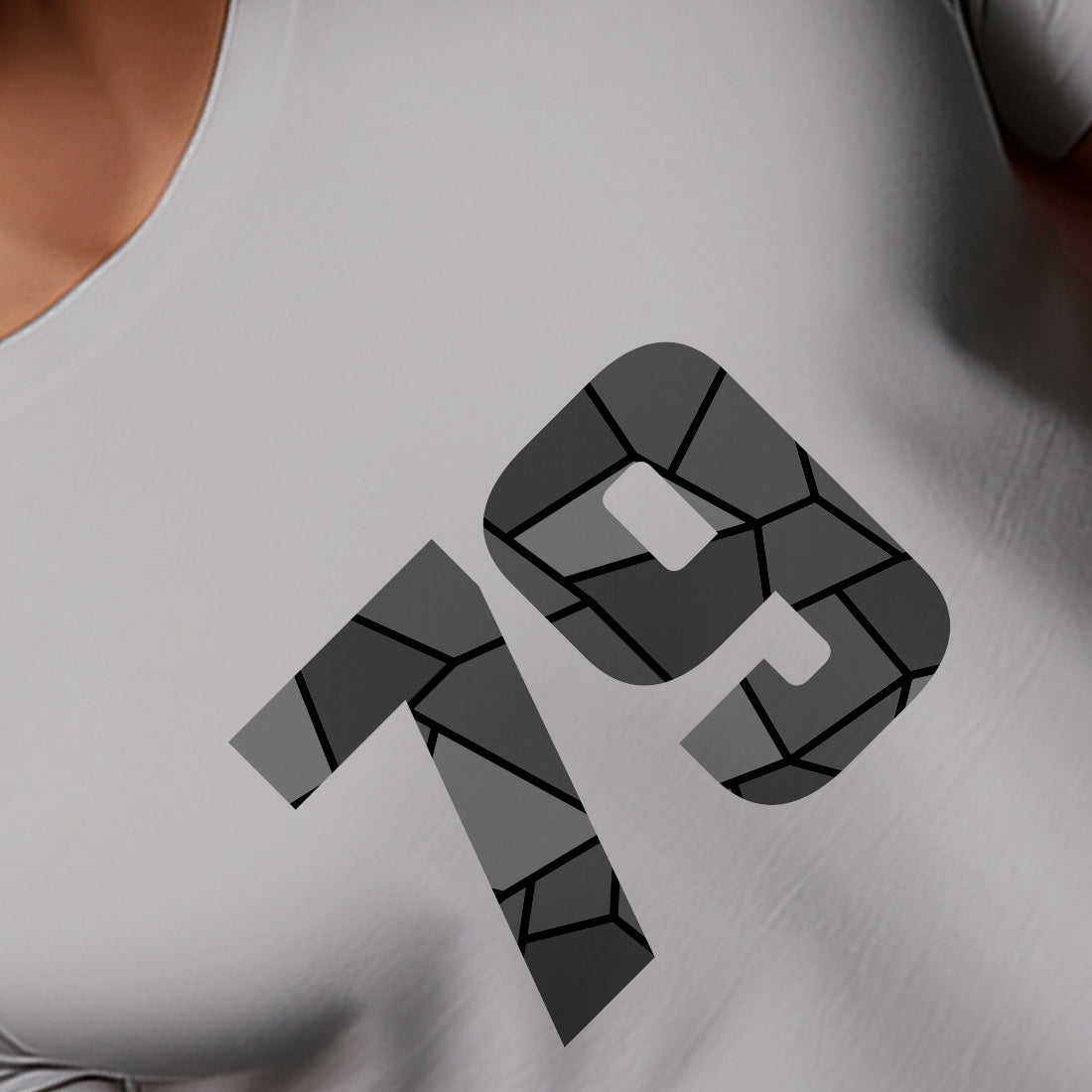 79 Number Men Unisex T-Shirt | Custom Number Graphic Tee (Melange Grey)