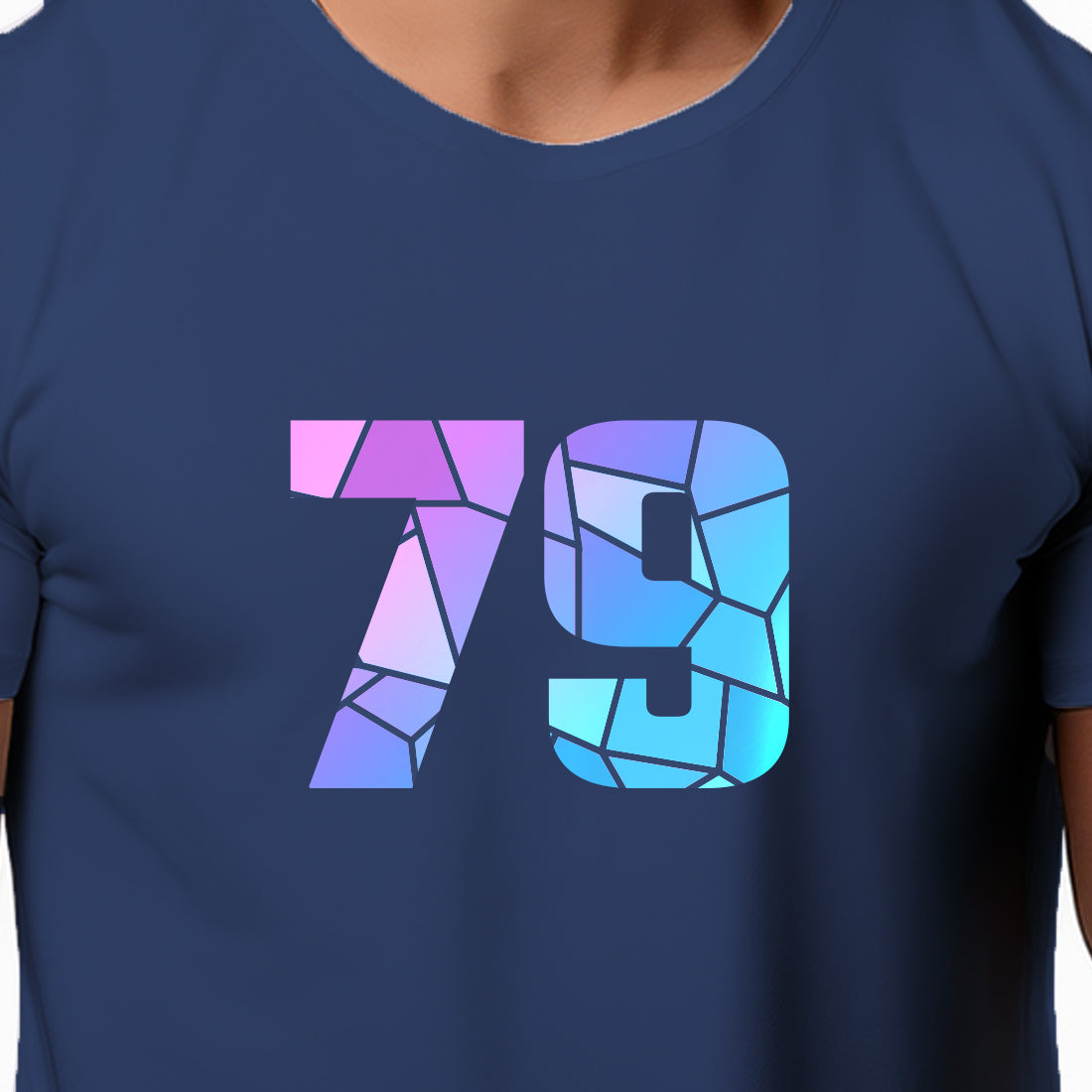 79 Number Men Unisex T-Shirt | Custom Number Graphic Tee (Navy Blue)