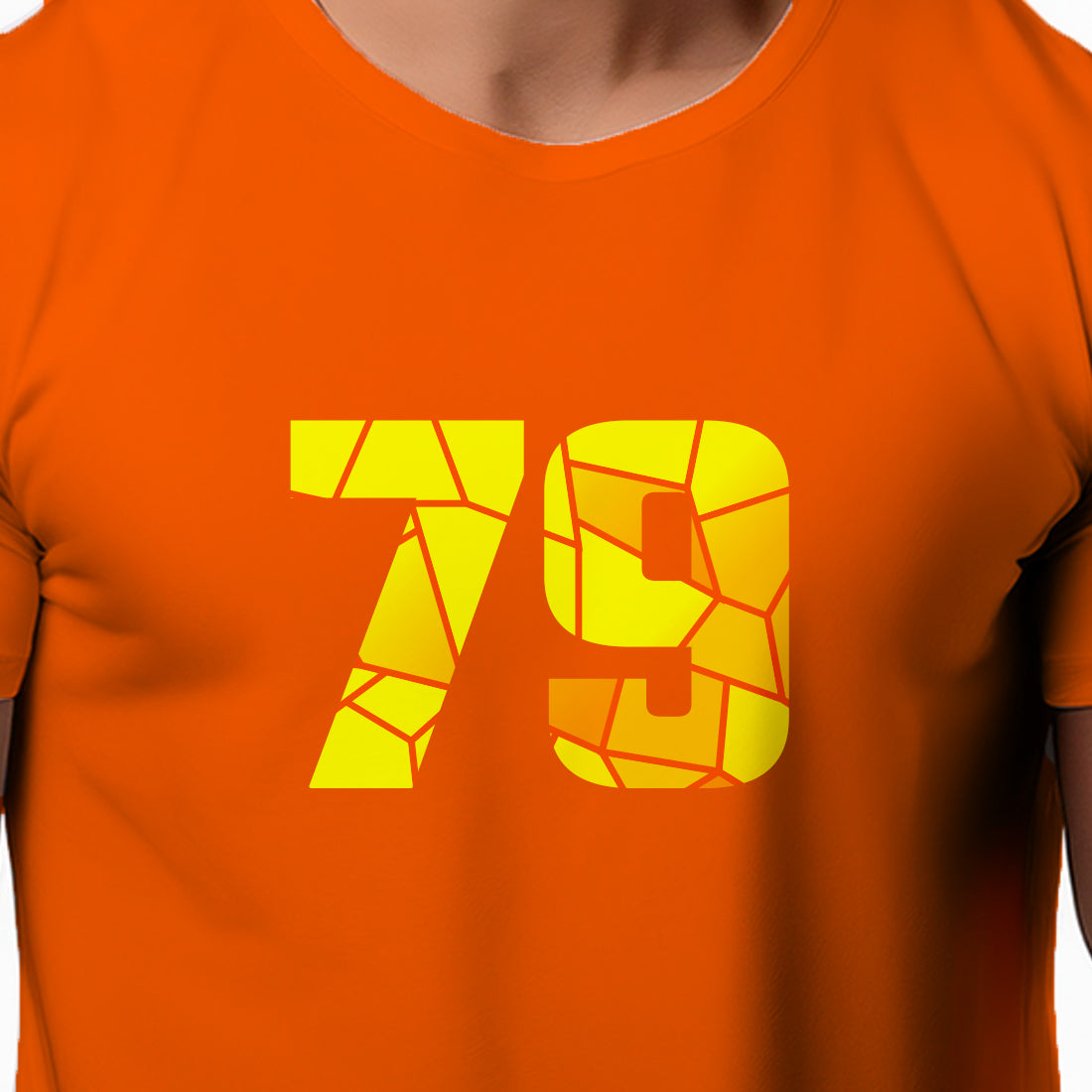 79 Number Men Unisex T-Shirt | Custom Number Graphic Tee (Orange)