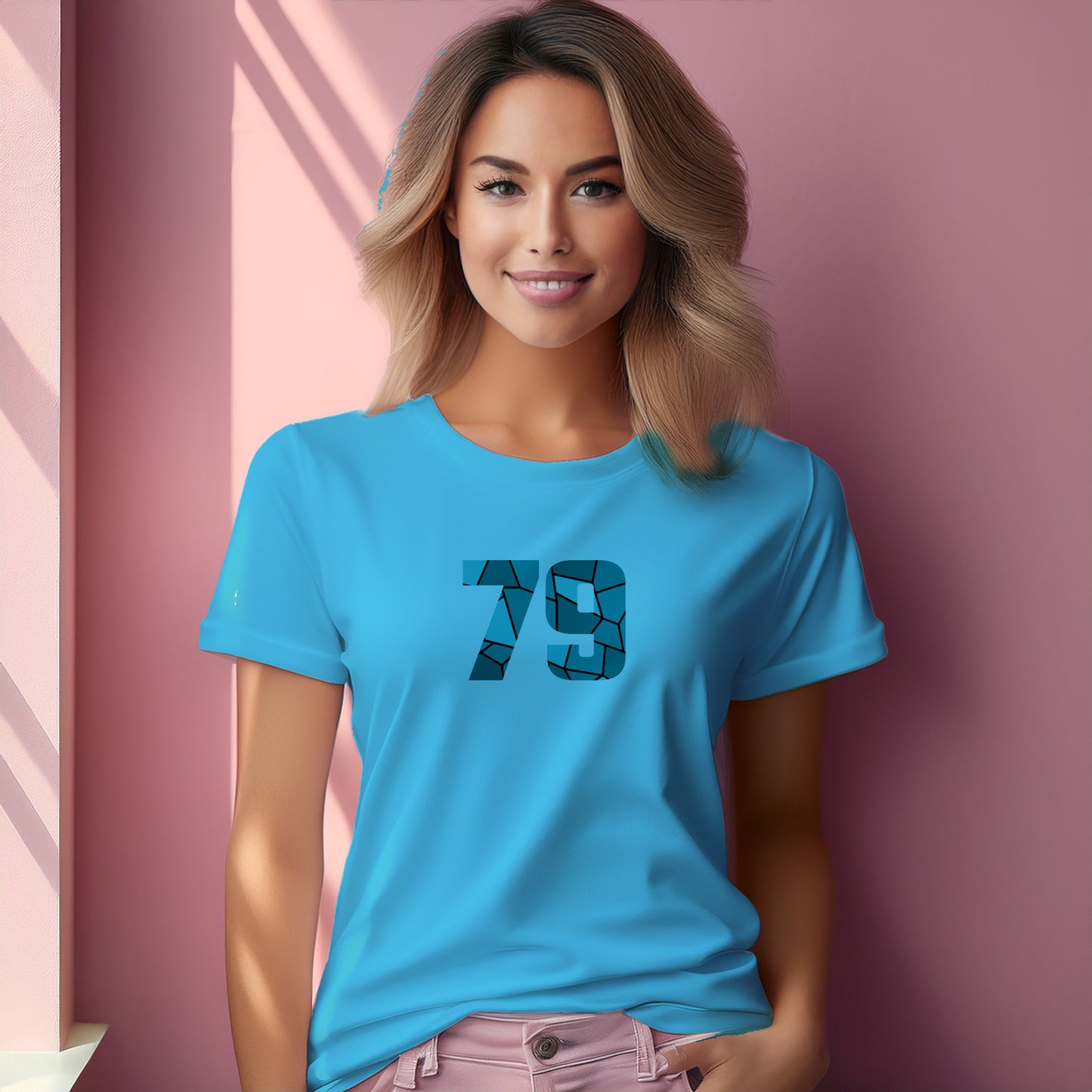 79 Number Women T-Shirt (Sky Blue)