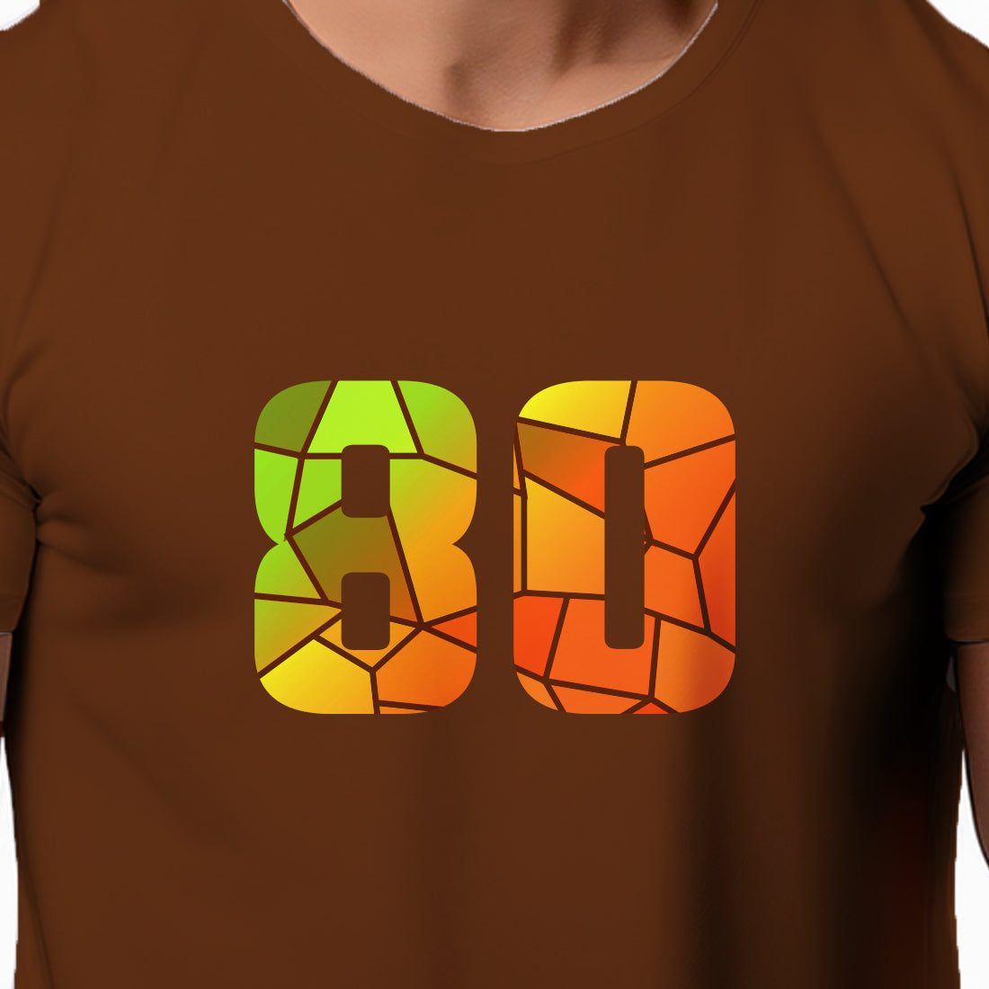80 Number Men Unisex T-Shirt | Custom Number Graphic Tee (Brown)