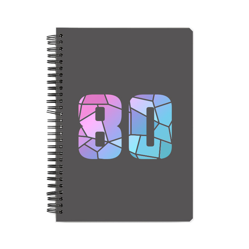 80 Number Notebook (Charcoal Grey, A5 Size, 100 Pages, Ruled, 6 Pack)