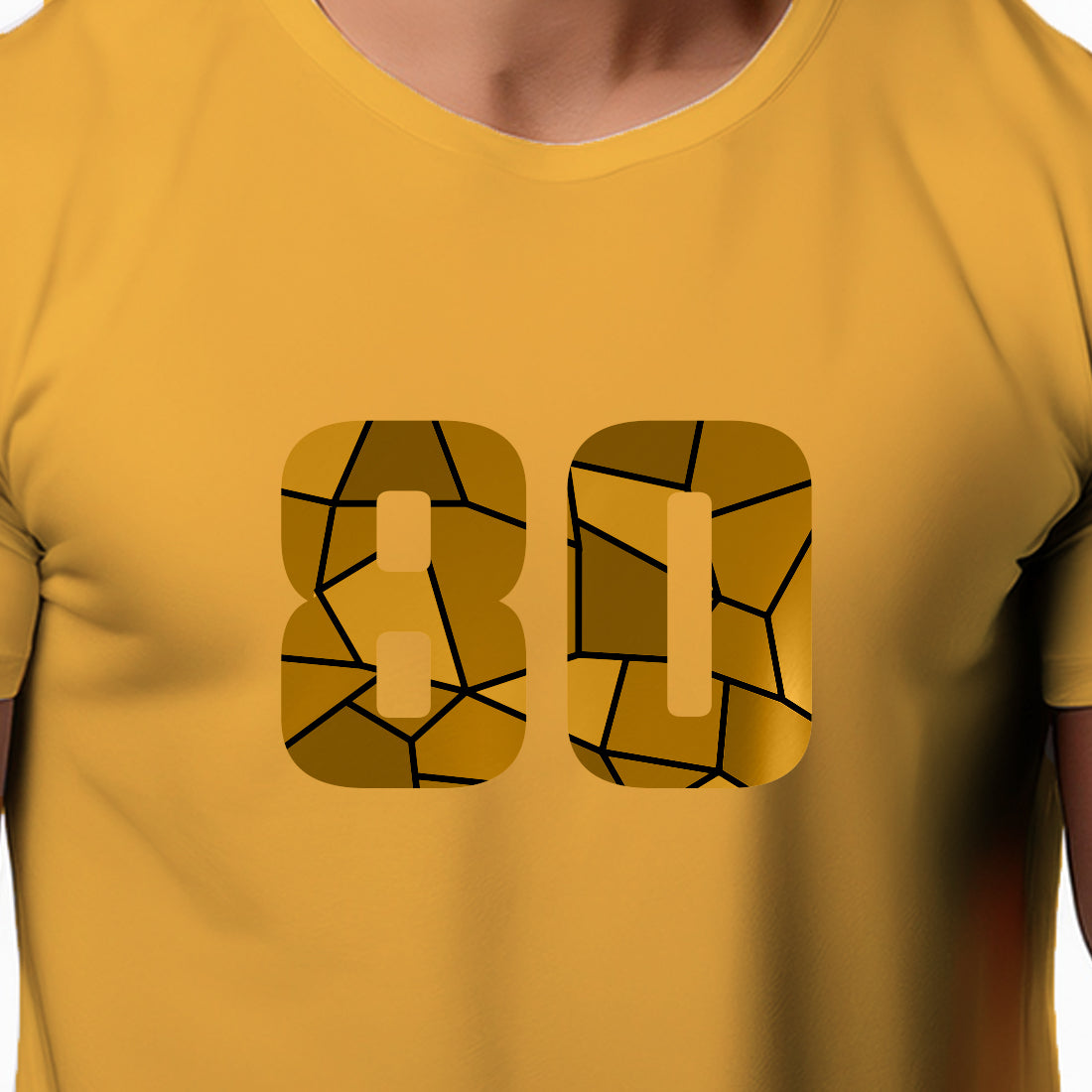 80 Number Men Unisex T-Shirt | Custom Number Graphic Tee (Golden Yellow)