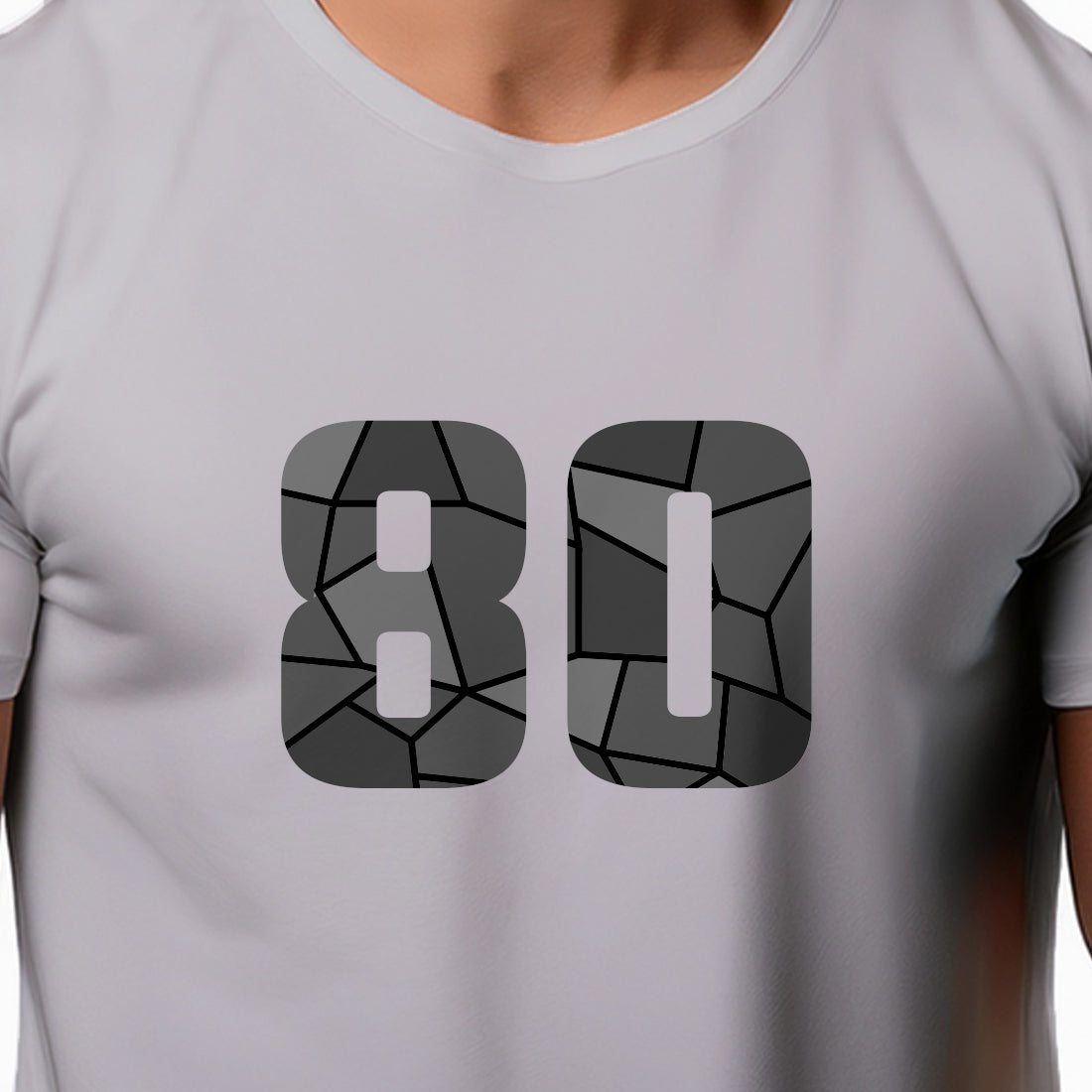 80 Number Men Unisex T-Shirt | Custom Number Graphic Tee (Melange Grey)
