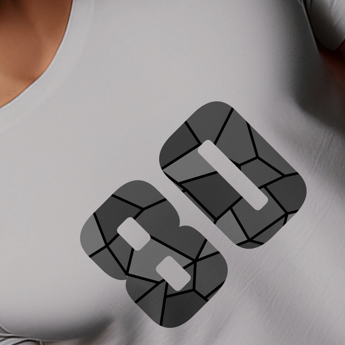 80 Number Men Unisex T-Shirt | Custom Number Graphic Tee (Melange Grey)