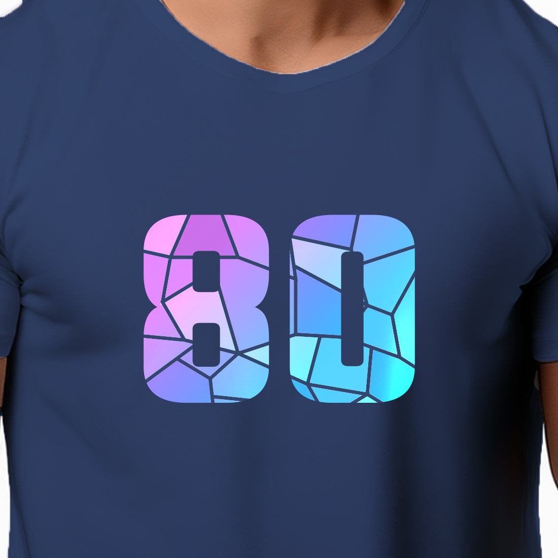 80 Number Men Unisex T-Shirt | Custom Number Graphic Tee (Navy Blue)