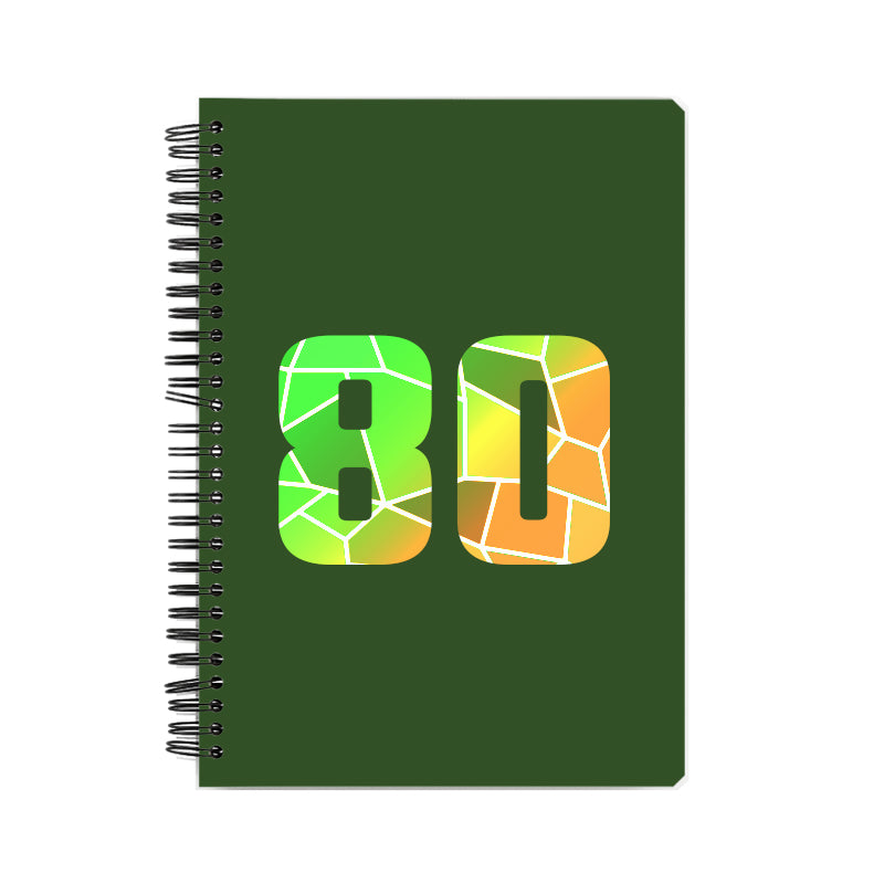 80 Number Notebook (Olive Green, A5 Size, 100 Pages, Ruled, 6 Pack)