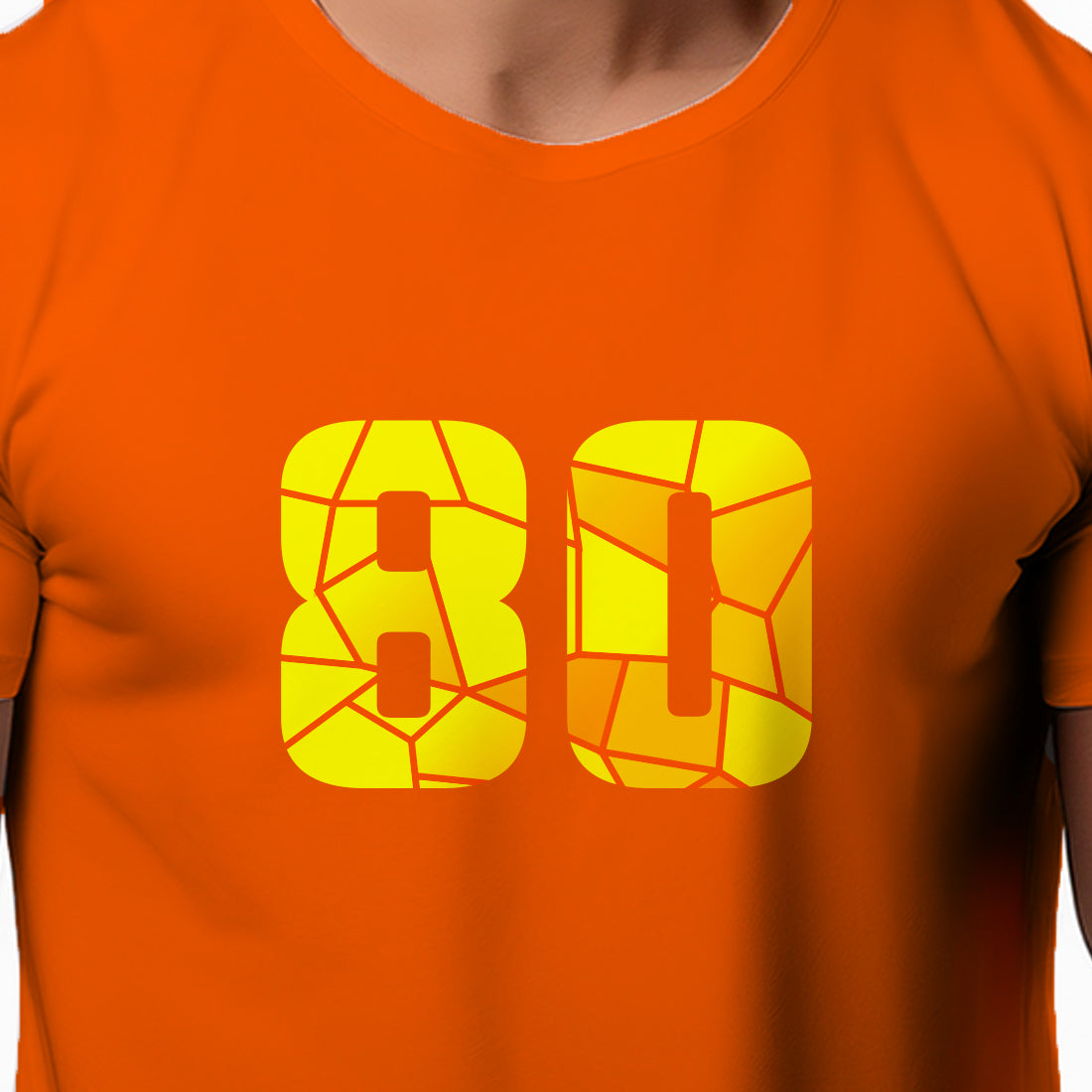 80 Number Men Unisex T-Shirt | Custom Number Graphic Tee (Orange)