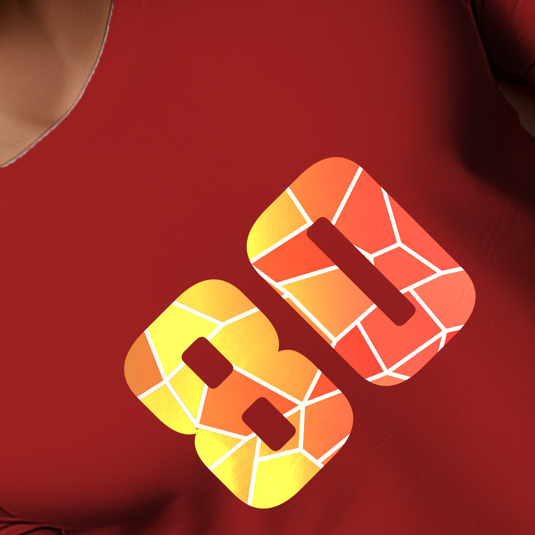 80 Number Men Unisex T-Shirt | Custom Number Graphic Tee (Red)