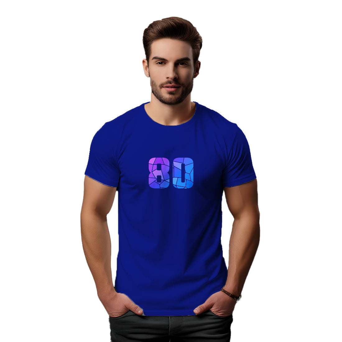 80 Number Men Unisex T-Shirt (Royal Blue)