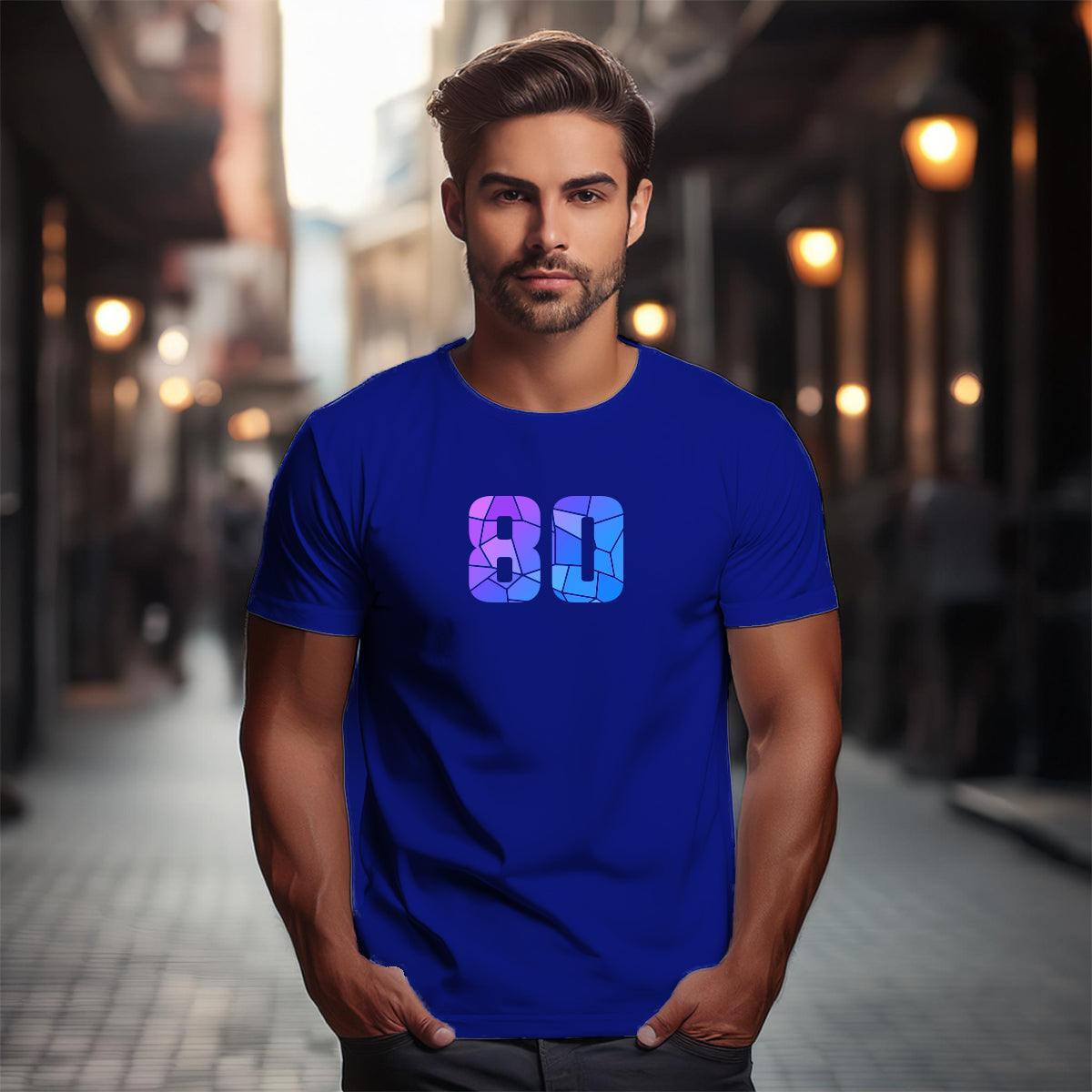 80 Number Men Unisex T-Shirt (Royal Blue)