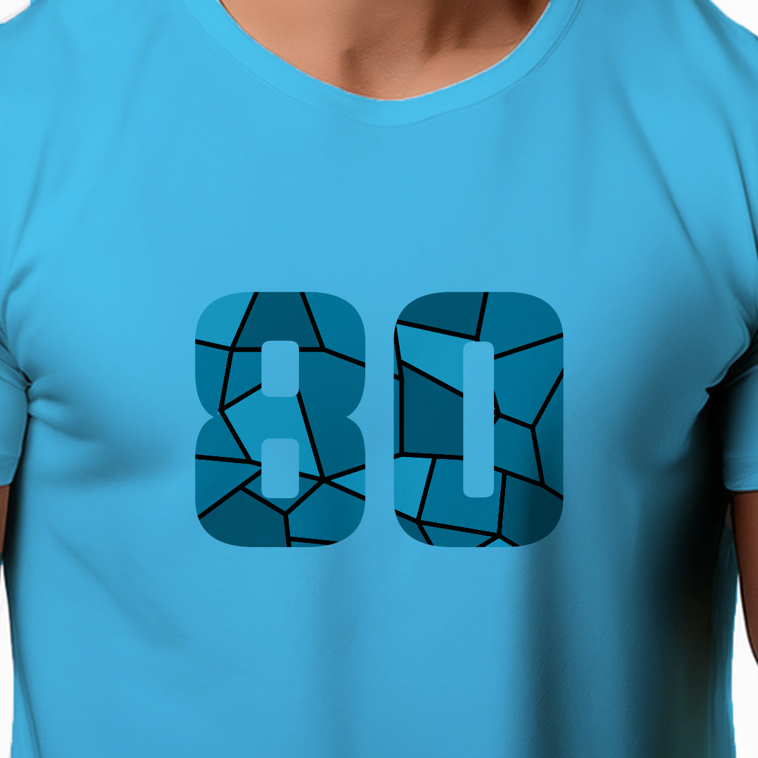80 Number Men Unisex T-Shirt | Custom Number Graphic Tee (Sky Blue)