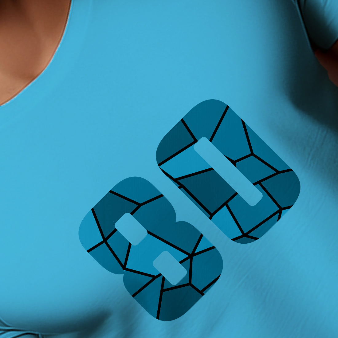 80 Number Men Unisex T-Shirt | Custom Number Graphic Tee (Sky Blue)