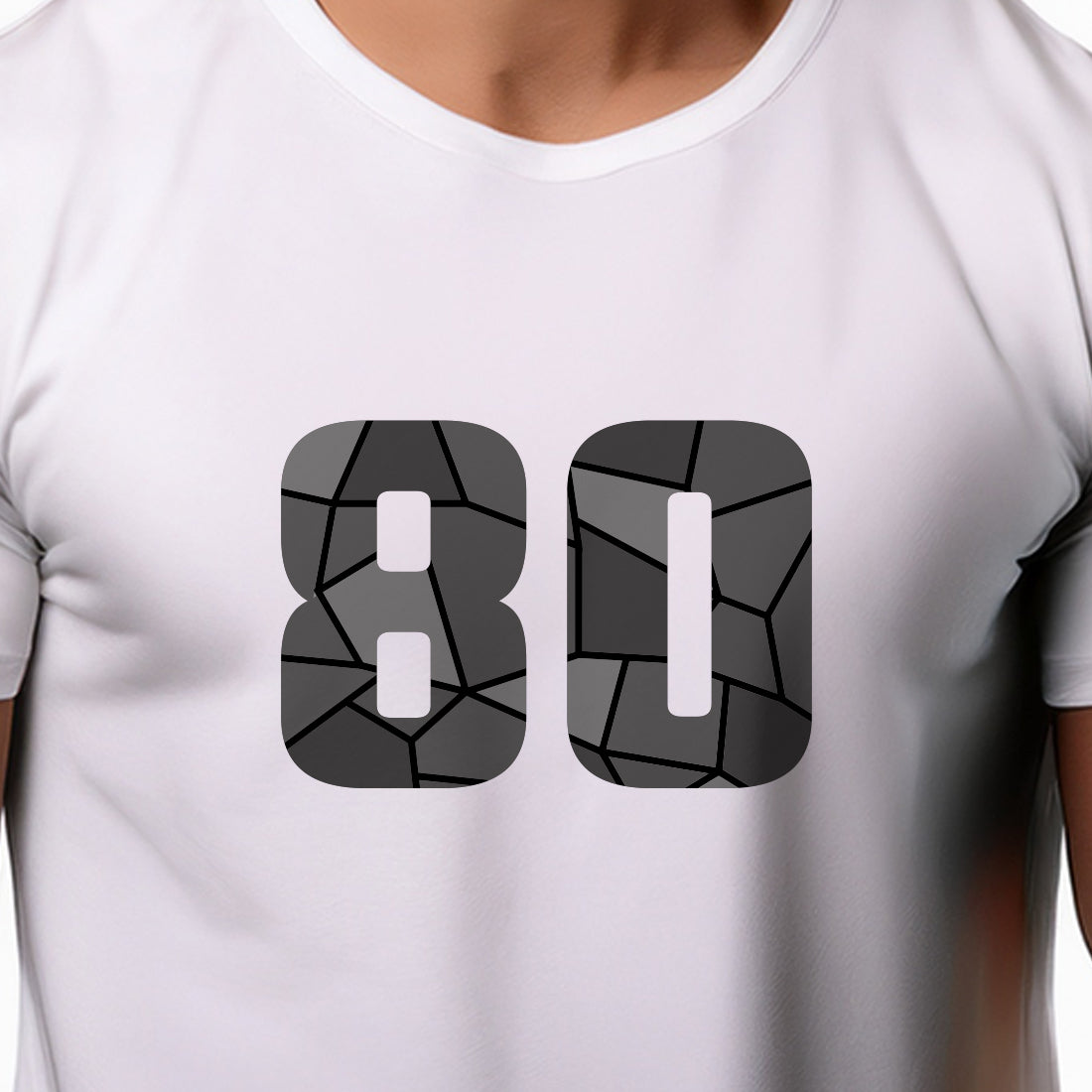 80 Number Men Unisex T-Shirt | Custom Number Graphic Tee (White)