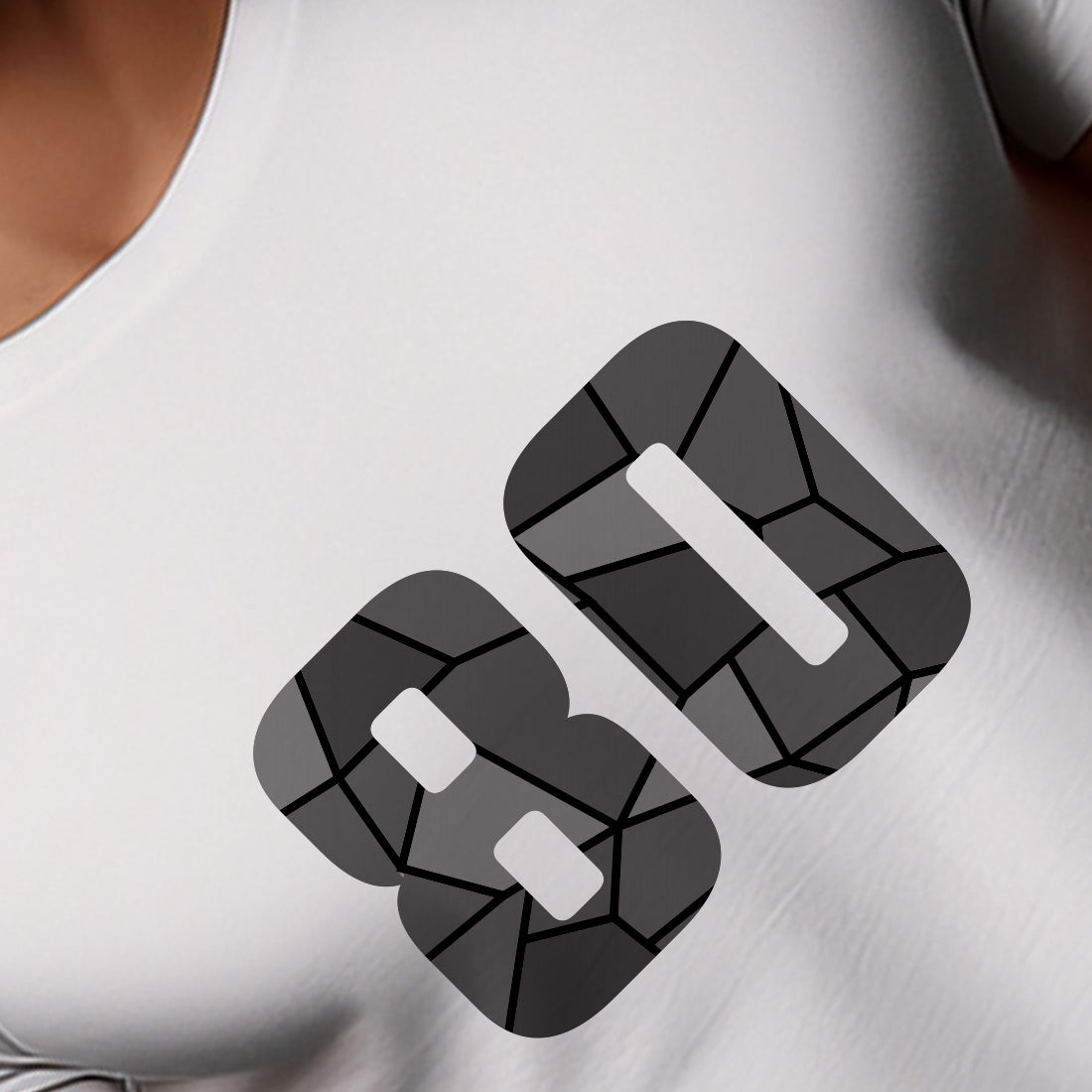 80 Number Men Unisex T-Shirt | Custom Number Graphic Tee (White)