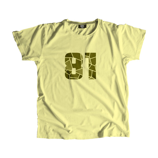 81 Number Men Unisex T-Shirt | Custom Number Graphic Tee (Butter Yellow)