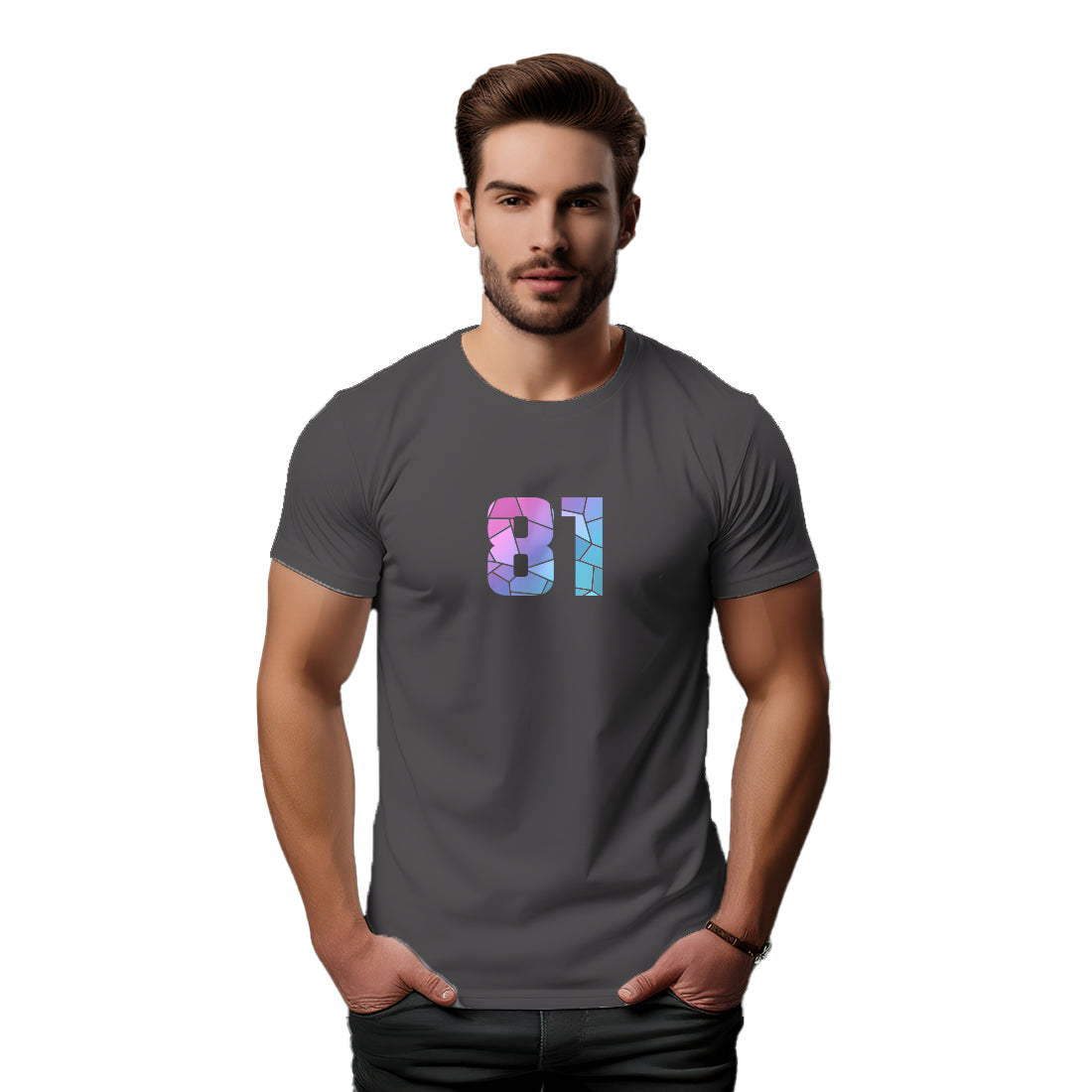 81 Number Men Unisex T-Shirt (Charcoal Grey)