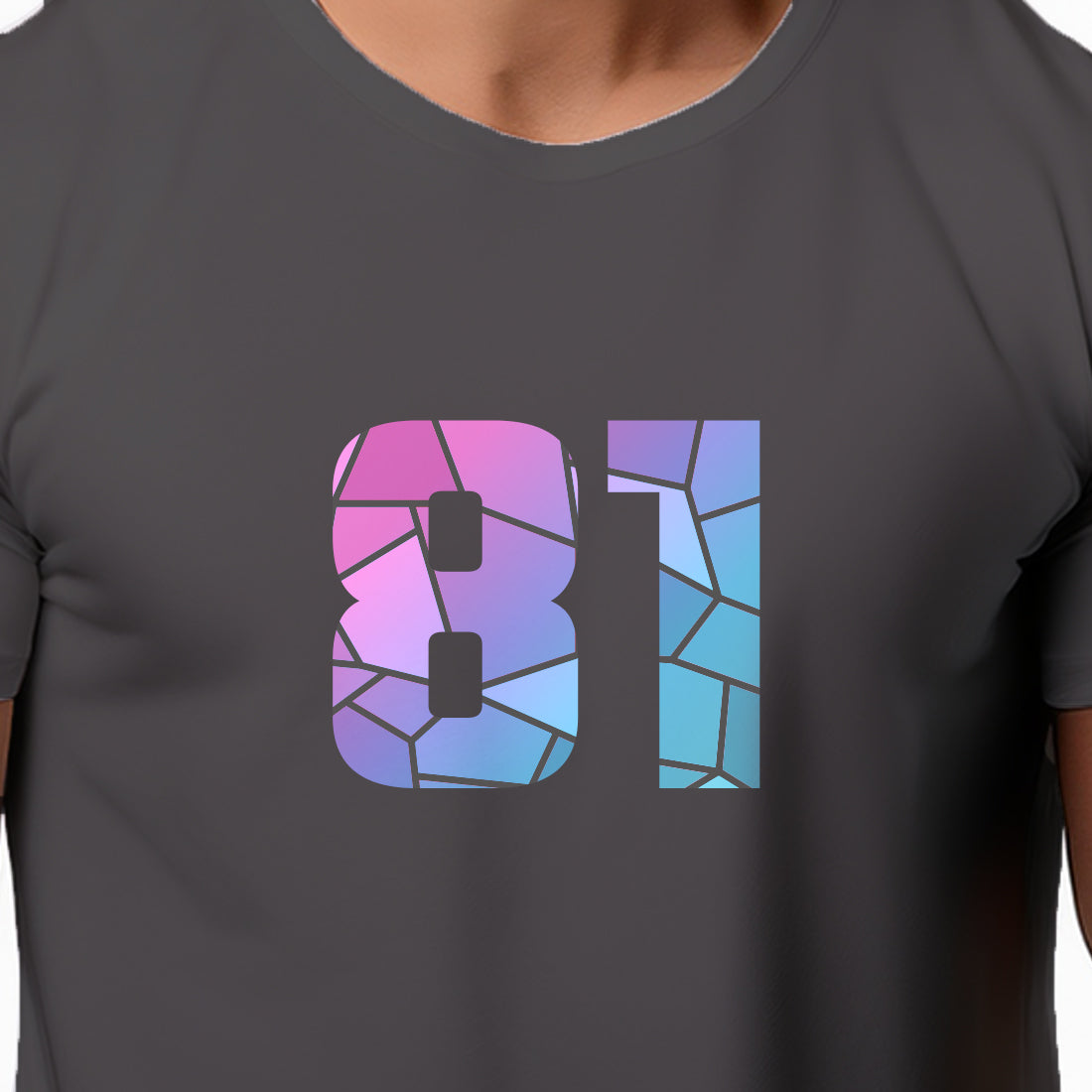 81 Number Men Unisex T-Shirt | Custom Number Graphic Tee (Charcoal Grey)