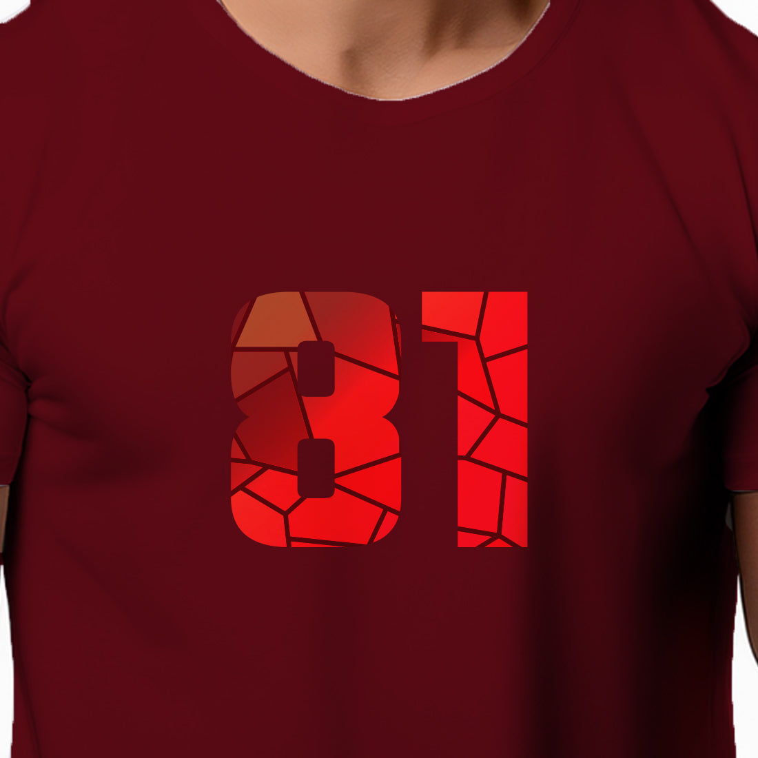 81 Number Men Unisex T-Shirt | Custom Number Graphic Tee (Maroon)