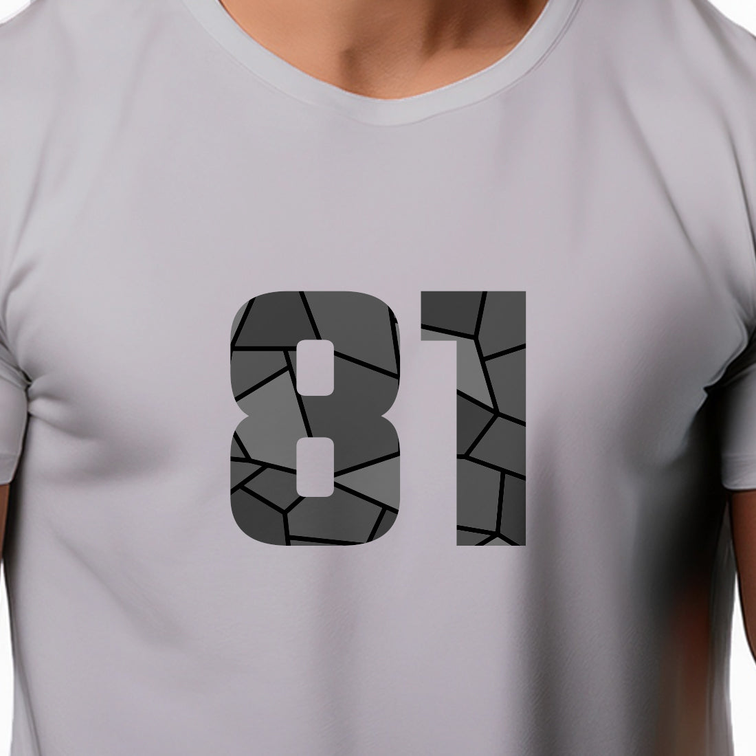 81 Number Men Unisex T-Shirt | Custom Number Graphic Tee (Melange Grey)