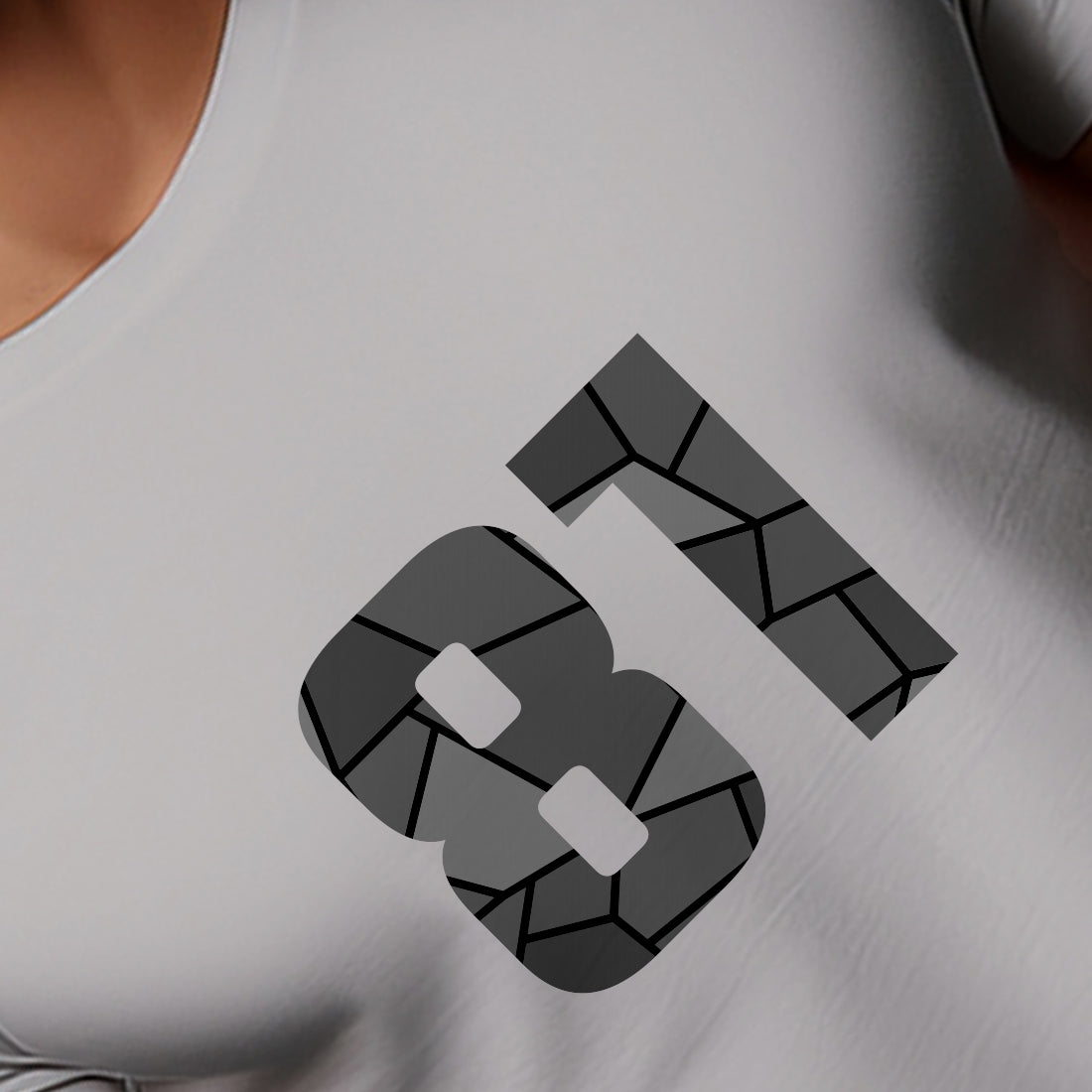 81 Number Men Unisex T-Shirt | Custom Number Graphic Tee (Melange Grey)