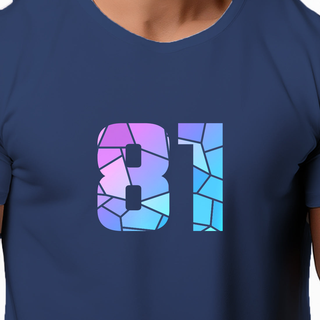 81 Number Men Unisex T-Shirt | Custom Number Graphic Tee (Navy Blue)