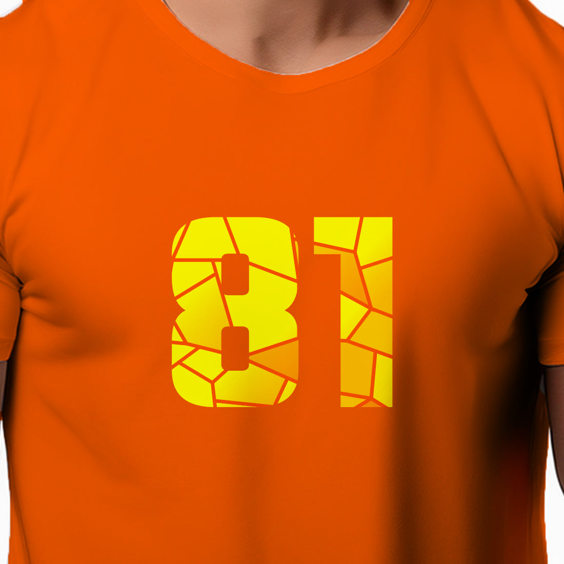 81 Number Men Unisex T-Shirt | Custom Number Graphic Tee (Orange)